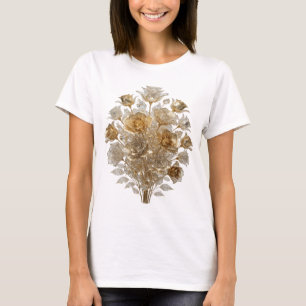 Coolt Silver GYLLENE ROSOR Konstnärligt Motiv T Shirt
