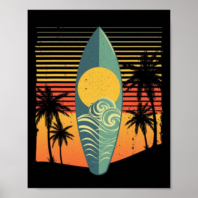 Coolt Surfbräde För Män Kvinnor Surfare Retro Surf Poster (Framsidan)