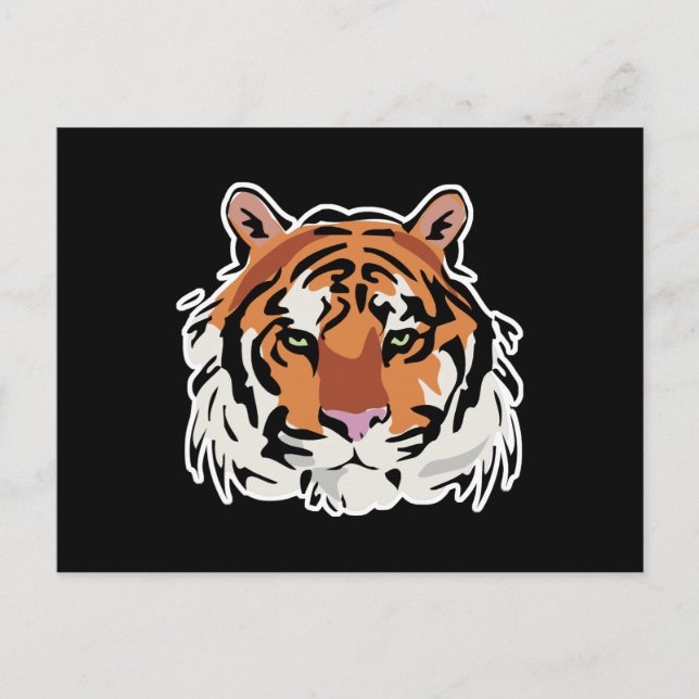 coolt tiger-ansiktsdesign vykort (Framsida)