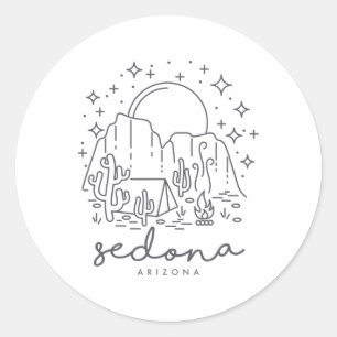 Coolt Vintage Kaktus Sedona Arizona Camping Souven Runt Klistermärke