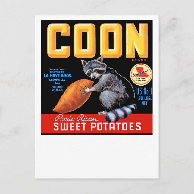 Coon Brand Sweet Potatis Vykort (Framsida)