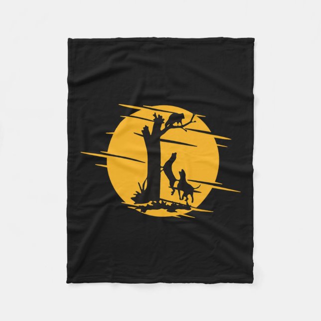 Coon Hound Hund Treeing A Raccoon Howling - Roligt Fleecefilt (Framsidan)