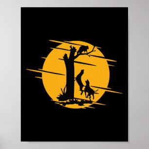 Coon Hound Hund Treeing A Raccoon Howling - Roligt Poster