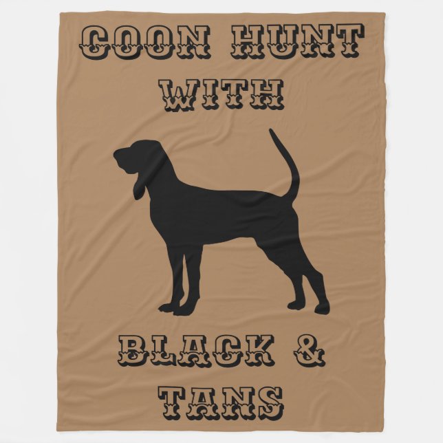 Coon Hunt med svart och tunna med hund Fleecefilt (Framsidan)