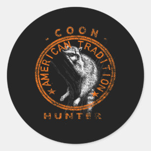 Coon Hunter American Patriotic Raccoon Hunting Tra Runt Klistermärke