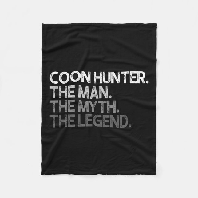 Coon Hunter Racoon Hunting Mannen Myth Legend Gif Fleecefilt (Framsidan)