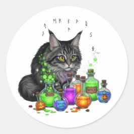 Coon & Potion Flaskor - Maine Coon Halloween Runt Klistermärke