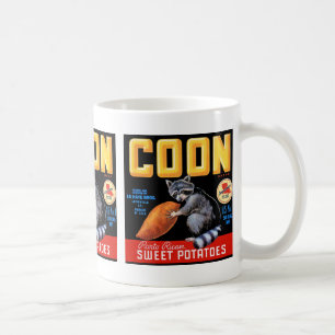 Coonen brännmärker sötpotatisar kaffemugg