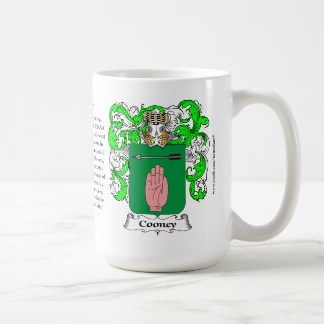 Cooney, ursprung, det menande och vapenskölden kaffemugg (Höger)