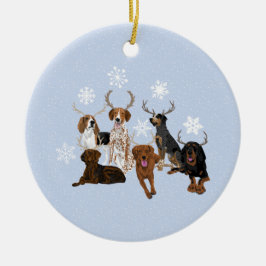 Coonhound Antlers Blue Julgransprydnad Keramik