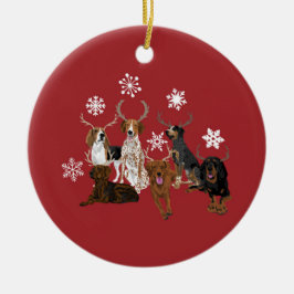 Coonhound Antlers red Julgransprydnad Keramik