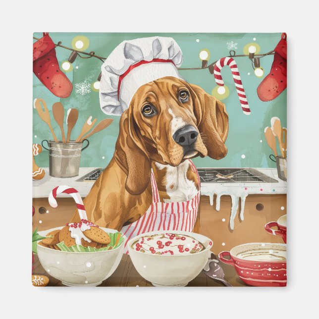 Coonhound Helgdag Baking: Festive God jul Magnet (Framsidan)