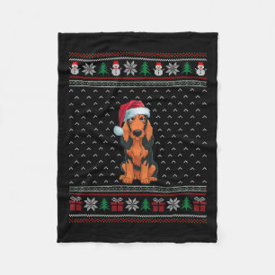 Coonhound Hund Wearing Santa Hat Ugly Julafton Hun Fleecefilt