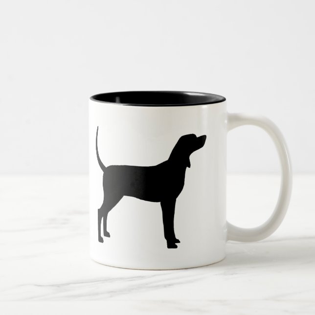 Coonhound Silhouette (svart) Två-Tonad Mugg (Höger)