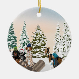 Coonhound Sleding Julgransprydnad Keramik