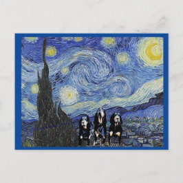 Coonhound Starry Night, Fine Art Spoof Vykort