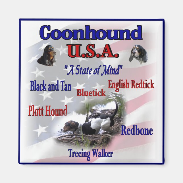Coonhound USA-gåvor Magnet (Framsidan)