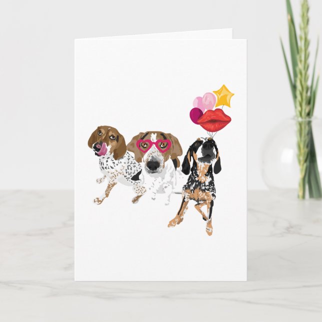 Coonhound Valentine Triad Kort (Framsida)