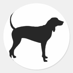 Coonhoundhund (svarten) runt klistermärke