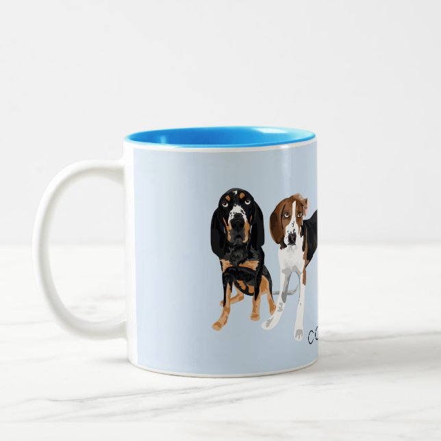 Coonhoundmammablått Två-Tonad Mugg (Vänster)