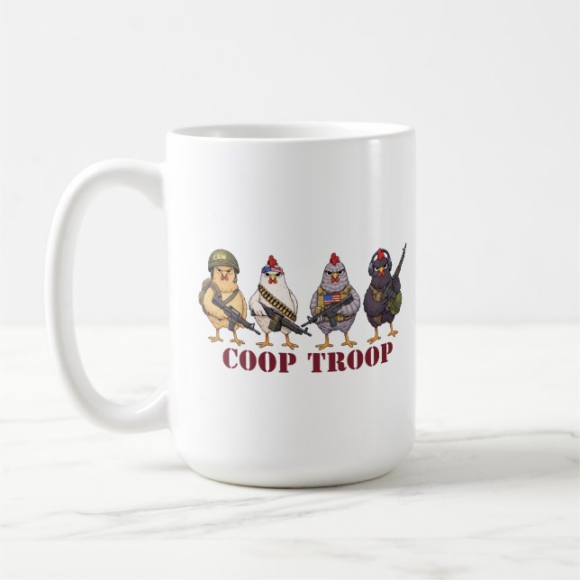Coop Troop Funny 4th of July Military Hens  Kaffemugg (Vänster)