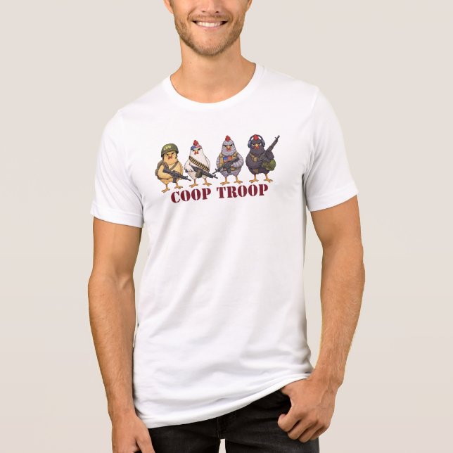 Coop Troop Funny 4th of July Military Hens  T Shirt (Framsida)