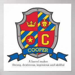 Cooper boys namn betyder brev C Heraldry sköld Poster