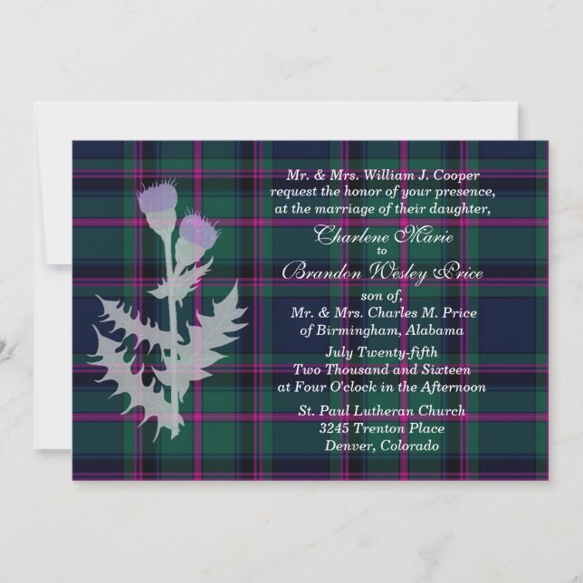 Cooper Klan Tartan Play Wedding bjudande Inbjudningar (Framsida)