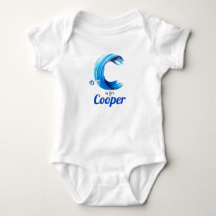 Cooper Namn Reveal Brev C Boy Blue Paint Ocean T Shirt