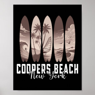Coopers Beach New York Surfbräda Män Kvinnor Surfn Poster