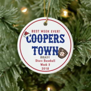 Cooperstown Baseball Best Week Aldrig Santa Hat Julgransprydnad Keramik
