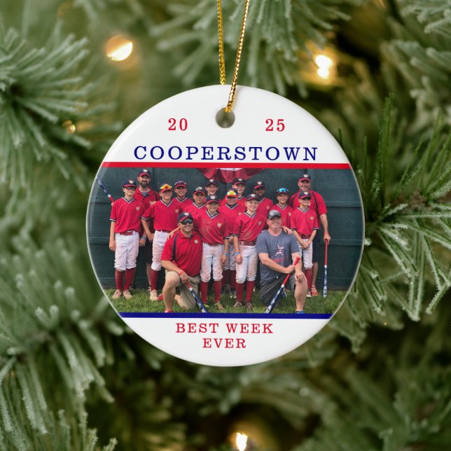 Cooperstown Baseball Team Photo Best Week Roligt F Julgransprydnad Keramik (Träd)