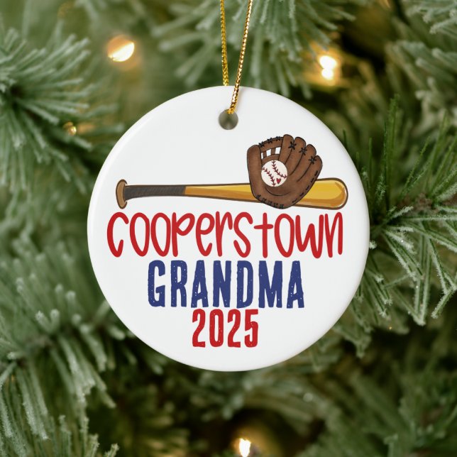 Cooperstown Grandma Nana Baseball Special Note Julgransprydnad Keramik (Träd)