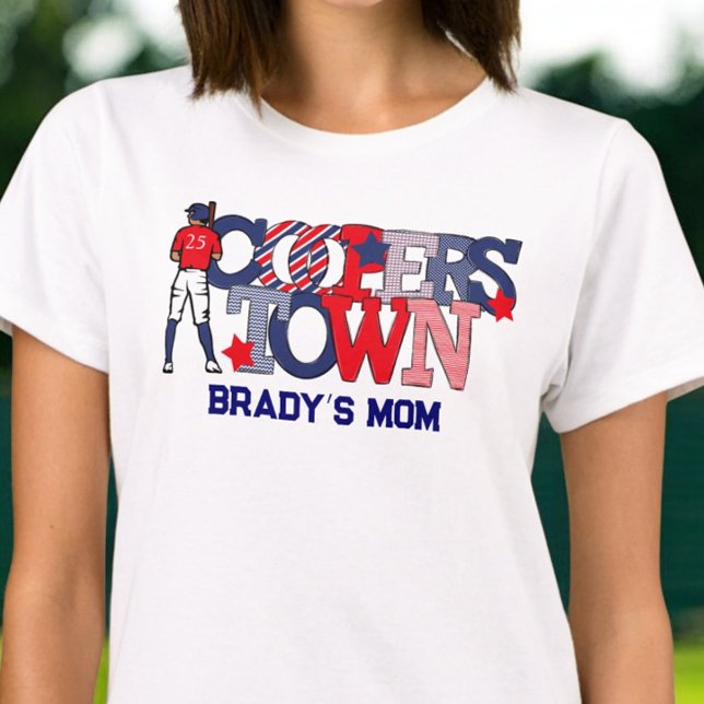 Cooperstown-mamma / Personlig patriotisk baseboll T Shirt (Skapare uppladdad)