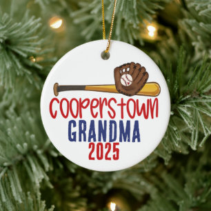 Cooperstown Mormor Mamma Baseball Special Notering Julgransprydnad Keramik