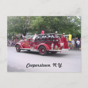 Cooperstown, N.Y. Retrött Fire Lastbil Vykort