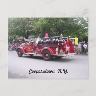 Cooperstown, N.Y. Retrött Fire Lastbil Vykort