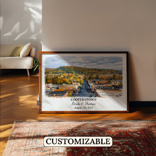 Cooperstown New York Affisch, Akvarell, Anpassad Poster