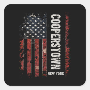 Cooperstown New York Fyrkantigt Klistermärke