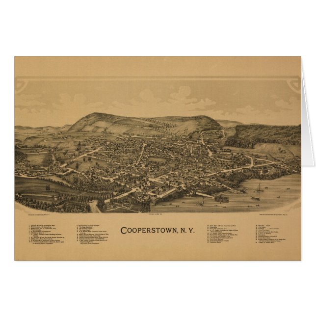 Cooperstown NY 1890 Hälsningskort (Framsidan Horizontal)