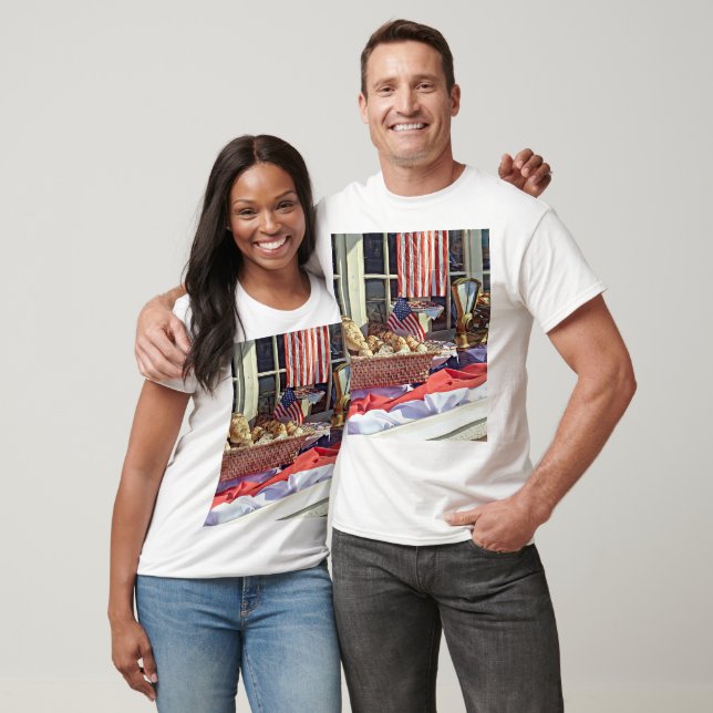 Cooperstown NY - Bakery Window with American Flagg T Shirt (Unisex)