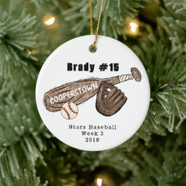 Cooperstown NY Baseball Anpassningsbar Roligt Fakt Julgransprydnad Keramik