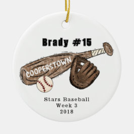 Cooperstown NY Baseball Anpassningsbar Roligt Fakt Julgransprydnad Keramik