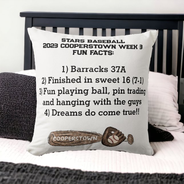 Cooperstown NY Baseball Fladdermus Roligt Facts Ke Kudde (Skapare uppladdad)