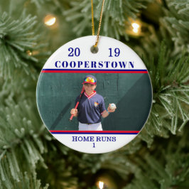 Cooperstown NY Baseball Photo Home Springa Roligt  Julgransprydnad Keramik