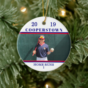 Cooperstown NY Baseball Photo Home Springa Roligt Julgransprydnad Keramik