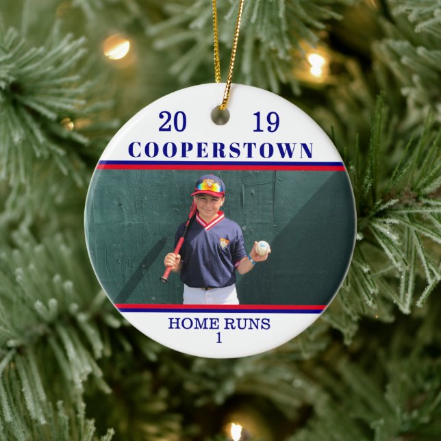 Cooperstown NY Baseball Photo Home Springa Roligt  Julgransprydnad Keramik (Träd)