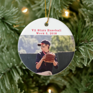 Cooperstown NY Baseball Photo Roligt Facts Memory Julgransprydnad Keramik