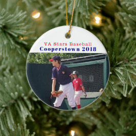 Cooperstown NY Baseball Player Photo Roligt Memori Julgransprydnad Keramik