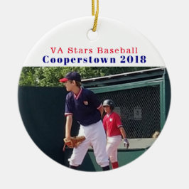 Cooperstown NY Baseball Player Photo Roligt Memori Julgransprydnad Keramik